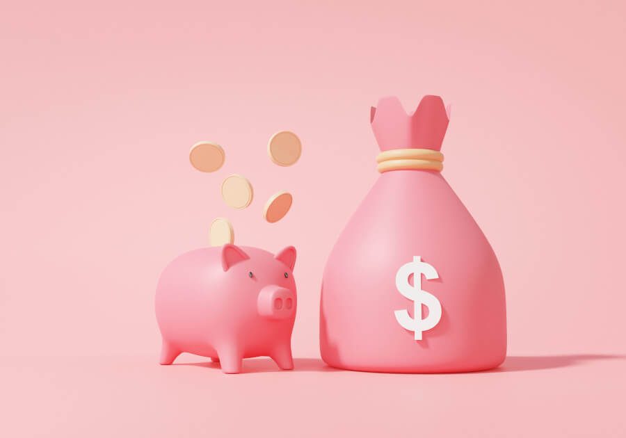 豚の貯金箱とお金