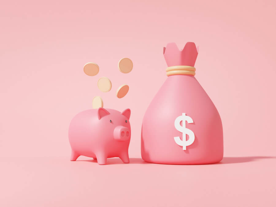 豚の貯金箱とお金